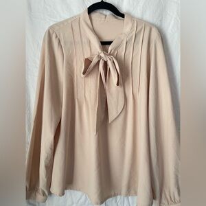Elegant Beige Blouse with Tie Detail